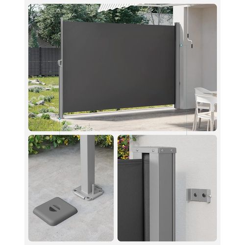 Store Latéral Rétractable, 200 X 400 Cm, Brise-vue, Gris Anthracite