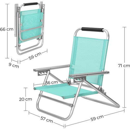 Chaise De Plage Portable, Avec Accoudoirs, Tissu Respirant Et Confortable
