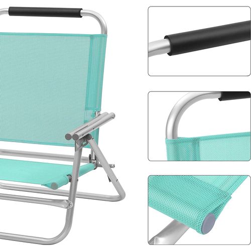 Chaise De Plage Portable, Avec Accoudoirs, Tissu Respirant Et Confortable