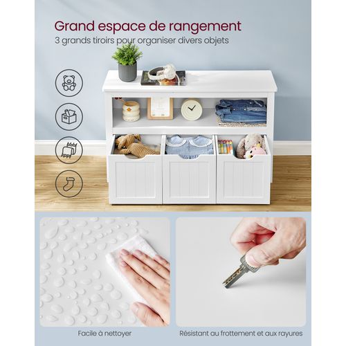 Commode Avec Roulettes,pour Salon, Chambre, Salle De Jeu, 102 X 30 X 60 Cm