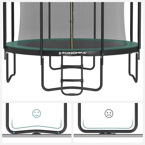 Trampoline Pour Enfant, Diamètre 305 Cm, Filet De Protection, Poteau De 180 Cm De Haut, Noir Et Vert