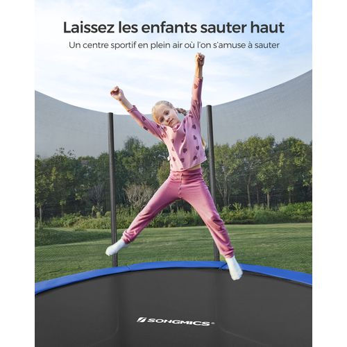 Trampoline Extérieur, Diamètre 427 Cm, Équipement Jardin, Noir Et Bleu