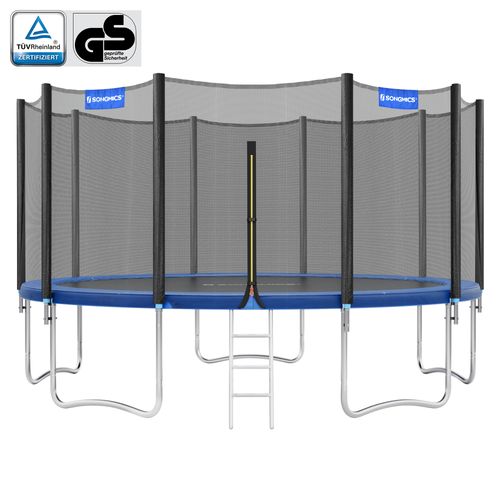 Trampoline Extérieur, Diamètre 427 Cm, Équipement Jardin, Noir Et Bleu