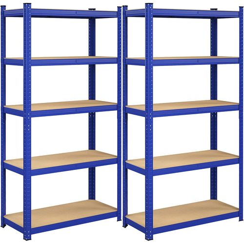 Étagère, Planches Réglables, Lot De 2, 40 X 90 X 180 Cm, Capacité 875 Kg, Bleu