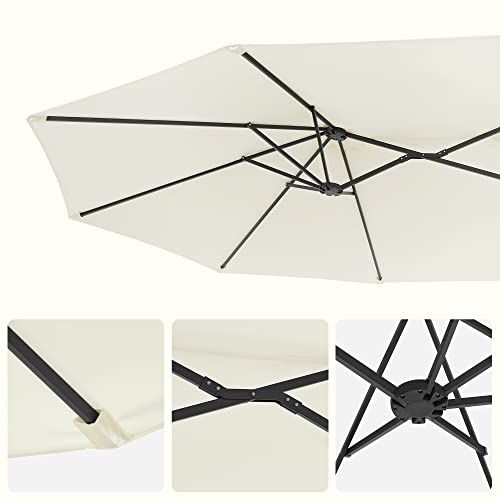 Parasol Double 460 X 270 Cm, Ombrelle Extra Large Pour Terrasse, Beige Gpu036m01