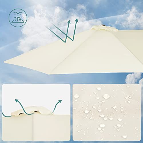 Parasol Double 460 X 270 Cm, Ombrelle Extra Large Pour Terrasse, Beige Gpu036m01