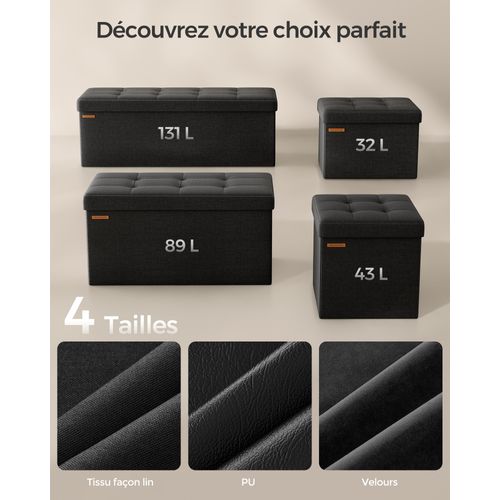 Banc Coffre Rangement, Pour Salon, Chambre, 38 X 110 X 38 Cm, Bleu Foncé