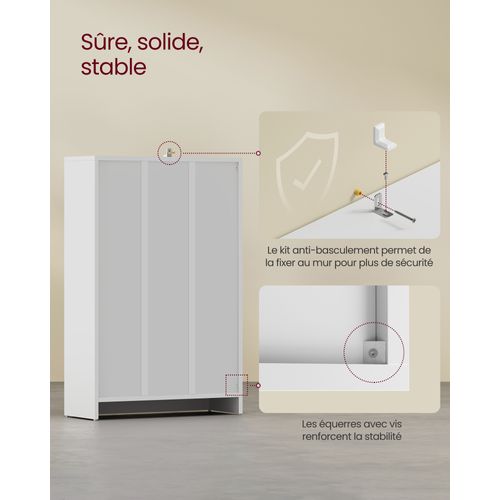 Bibliothèque, Avec Étagères Réglables En Hauteur, 60 X 24 X 93 Cm, Blanc