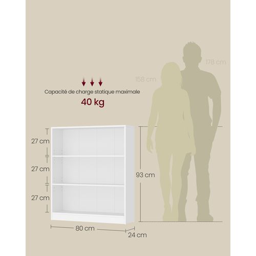 Bibliothèque, 80 X 24 X 93 Cm, Blanc