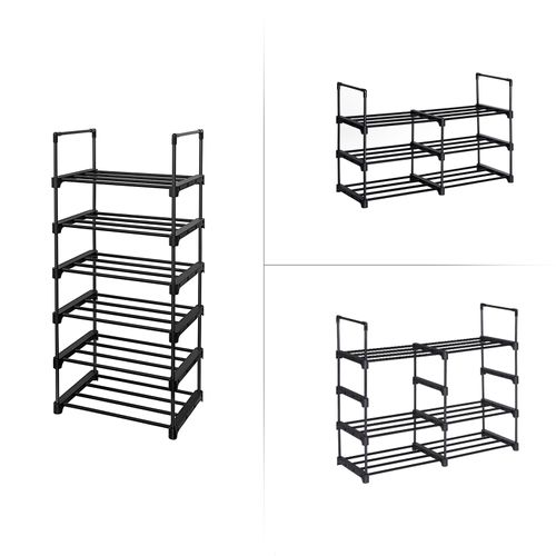 Meuble à Chaussures à 6 Niveaux,cadre En Fer,45 X 30 X 106 Cm, Noir