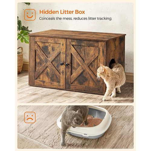 Maison De Toilette Pour Chats, Marron Rustique