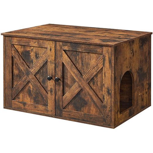 Maison De Toilette Pour Chats, Marron Rustique