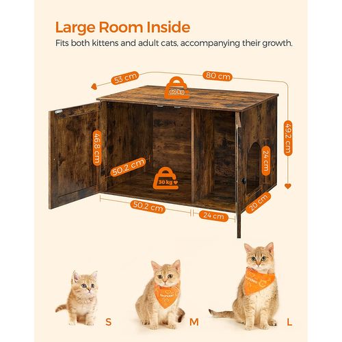 Maison De Toilette Pour Chats, Marron Rustique