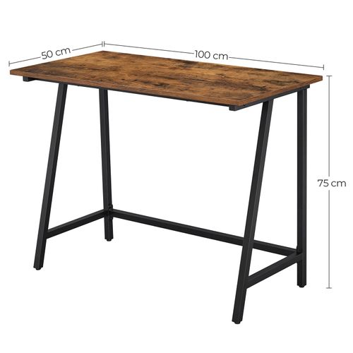 Table D’ordinateur, Cadre En Acier, 100 X 50 X 75 Cm, Style Industriel