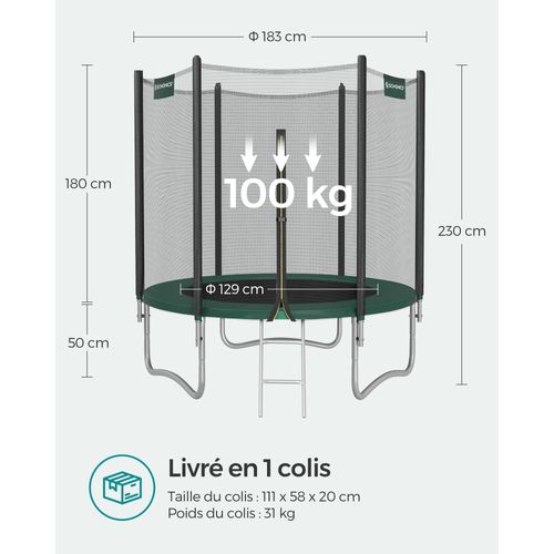 Trampoline Pour Enfants, Filet De Protection, Échelle, Certificat Tüv Rheinland Gs