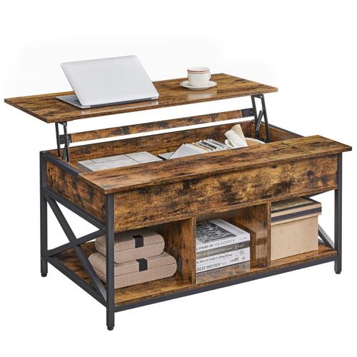 Table Basse Avec Plateau Relevable Et Rangements - L100 Cm