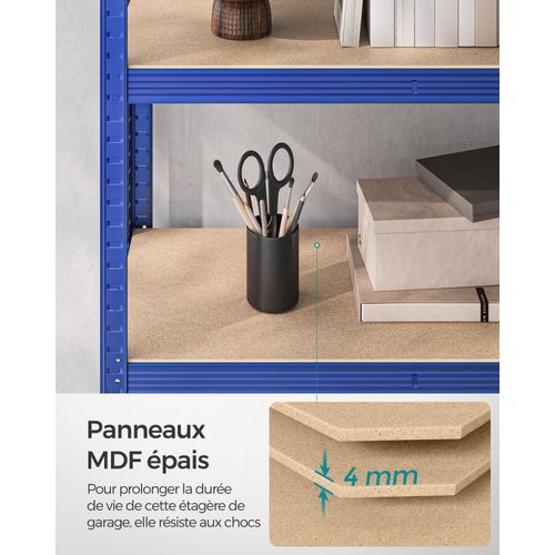 Étagère De Rangement à 5 Niveaux, Planches Réglables, Style Industriel, Pour Cuisine, Salon, Bleu