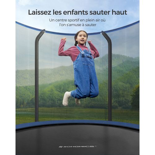 Trampoline, 244 Cm, Avec Filet De Sécurité Intérieur, Échelle, Pour Enfants Et Adultes,bleu