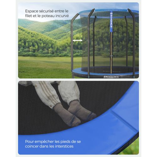 Trampoline, 244 Cm, Avec Filet De Sécurité Intérieur, Échelle, Pour Enfants Et Adultes,bleu