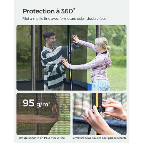 Trampoline, 244 Cm, Avec Filet De Sécurité Intérieur, Échelle, Pour Enfants Et Adultes,bleu