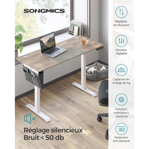 X Bureau Assis Debout Électrique, 60 X 140 X (72-120) Cm, Table Réglable En Hauteur