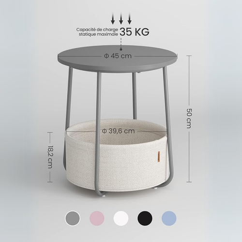 Bout De Canapé Rond Avec Panier De Rangement - H51 Cm