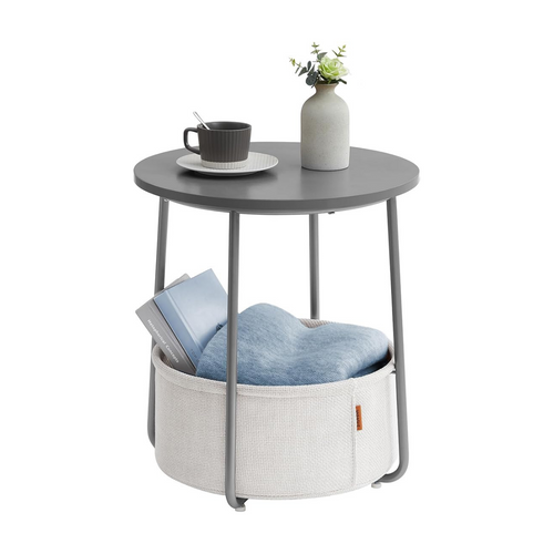 Bout De Canapé Rond Avec Panier De Rangement - H51 Cm