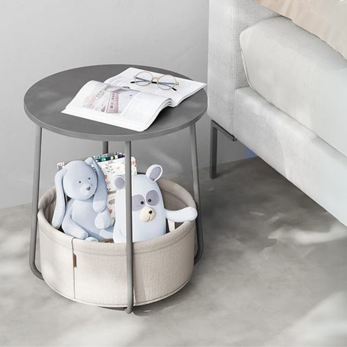 Bout De Canapé Rond Avec Panier De Rangement - H51 Cm