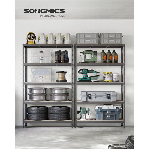 Étagère De Rangement à 5 Niveaux, 60 X 120 X 200 Cm, Capacité 750 Kg, Planches Réglables, Gris