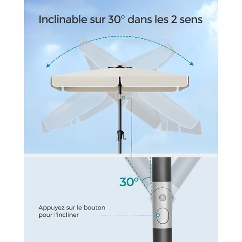 Parasol De Balcon 200 X 150 Cm, Ombrelle Rectangulaire, Protection Solaire Upf 50+, Beige