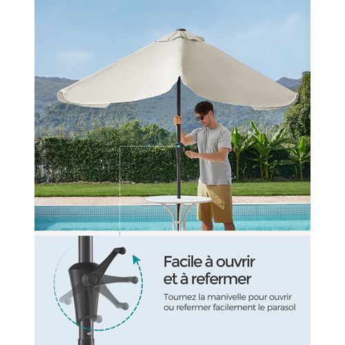 Parasol De Balcon 200 X 150 Cm, Ombrelle Rectangulaire, Protection Solaire Upf 50+, Beige