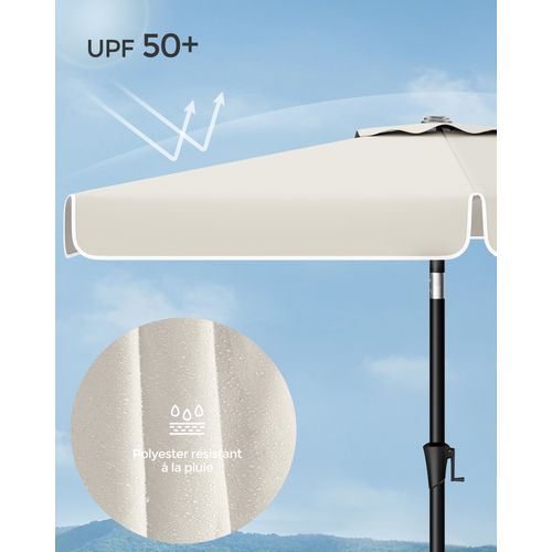 Parasol De Balcon 200 X 150 Cm, Ombrelle Rectangulaire, Protection Solaire Upf 50+, Beige
