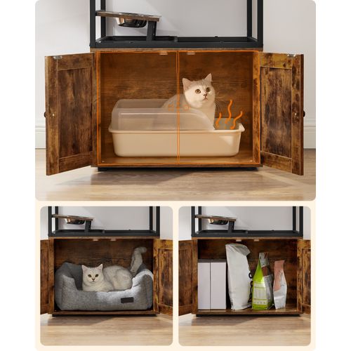 Arbre à Chat, Maison Pour Chat Avec Cache-litière, Poteau à Griffer En Sisal, Marron Rustique