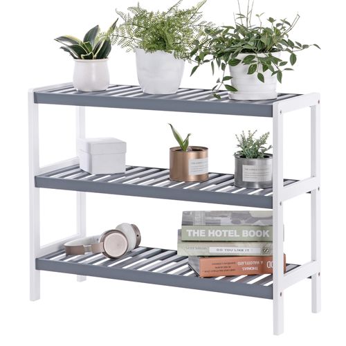 Étagère Chaussures À 3 Niveaux, Meuble De Rangement En Bambou, Organisateur À Chaussures