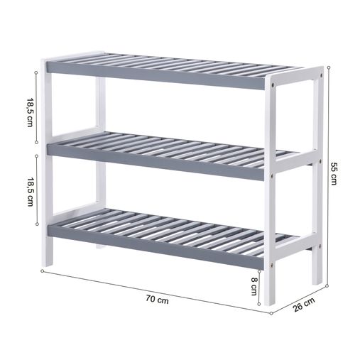 Étagère Chaussures À 3 Niveaux, Meuble De Rangement En Bambou, Organisateur À Chaussures