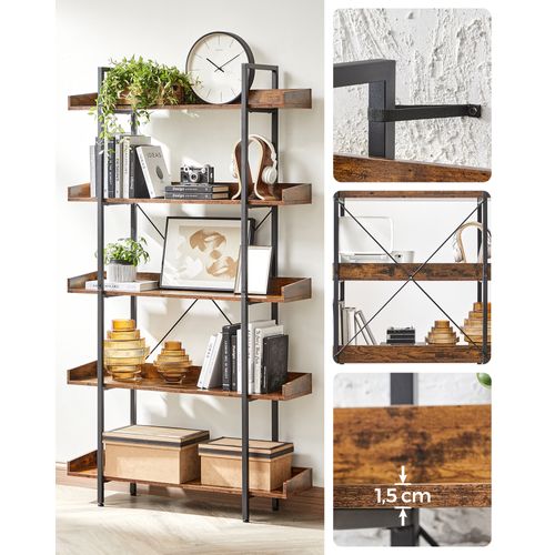 Étagère Rangement, Bibliothèque Style Industriel, 5 Niveaux, Grand, Montage Facile