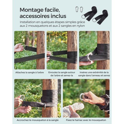 Double Hamac, Avec Sac De Transport, Sangles De Fixation Et Mousquetons