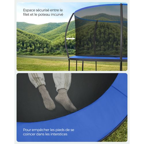 Trampoline Ø 427 Cm Pour Enfants, Filet De Protection, Noir Et Bleu