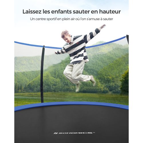 Trampoline Ø 427 Cm Pour Enfants, Filet De Protection, Noir Et Bleu