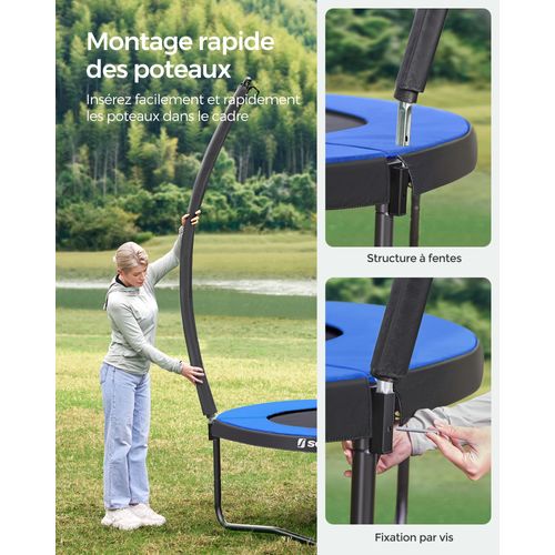 Trampoline Ø 427 Cm Pour Enfants, Filet De Protection, Noir Et Bleu