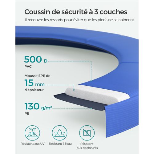 Trampoline Ø 427 Cm Pour Enfants, Filet De Protection, Noir Et Bleu