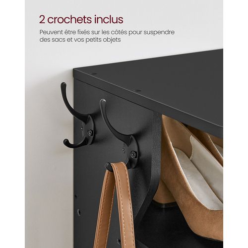 Étagère à Chaussures Fine, Meuble De Rangement Sur Pieds 7 Niveaux, Gain De Place, Noir