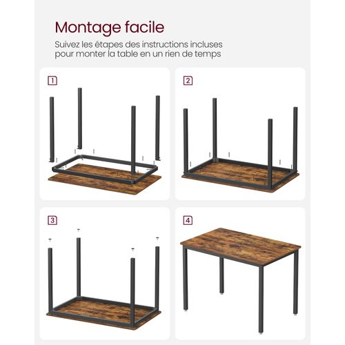 Table De Cuisine 110 X 70 X 75 Cm, Style Industriel, Marron