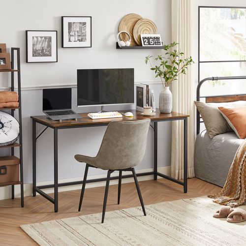 Bureau En Métal, 135 X 60 X 76 Cm, Style Industriel, Marron Rustique