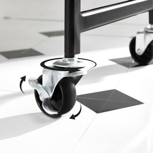 Chariot Mobile à 3 Niveaux, Étagère De Rangement En Métal, Avec Poignées, 2 Freins