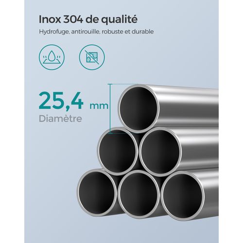 Étagère De Douche Réglable En Hauteur, Hauteur Totale 95-300 Cm, En Inox, 4 Niveaux, Argent Et Noir