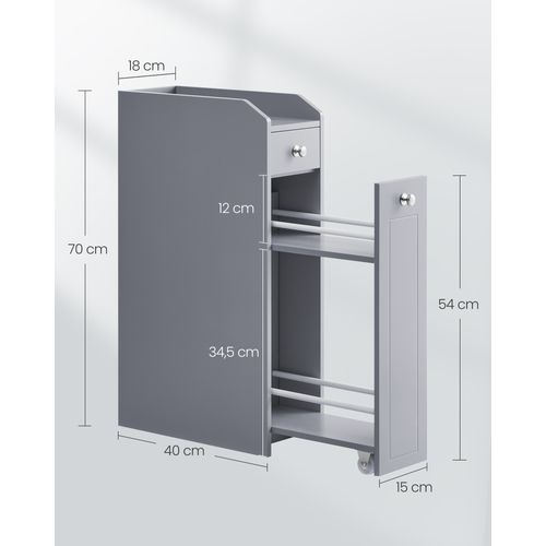 Petit Meuble De Salle De Bains, Placard Étroit, Avec Tiroir, Commode Sur Pieds, Gris Tourterelle