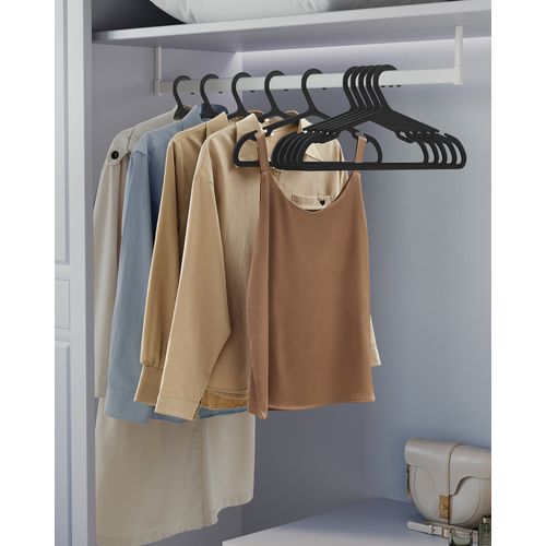 Cintres, Lot De 50, Cintres En Plastique, Gain De Place, Longueur 41,7 Cm,noir D'encre