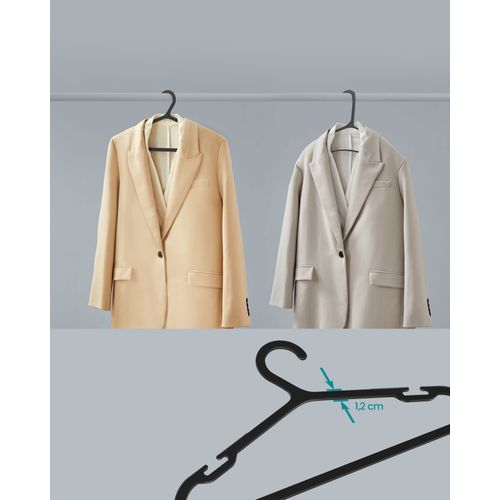 Cintres, Lot De 50, Cintres En Plastique, Gain De Place, Longueur 41,7 Cm,noir D'encre