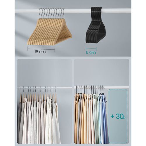 Cintres, Lot De 50, Cintres En Plastique, Gain De Place, Longueur 41,7 Cm,noir D'encre